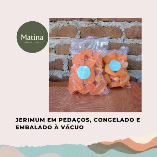 Jerimum orgânico congelado em pedaços 